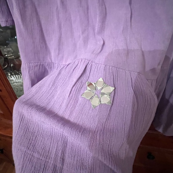 Monsoon Mini Kaftan Embroidered Size XL Lilac Dress - Picture 4 of 9